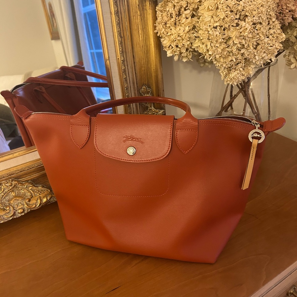 Longchamp Red Leather Tote Bag (large)